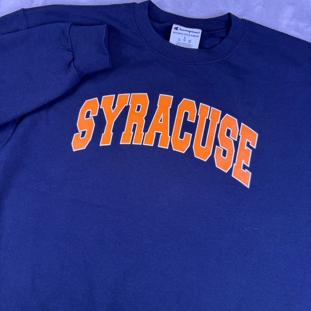 Champion Syracuse University Sweatshirt Mens Large Navy Blue Whitman School S600